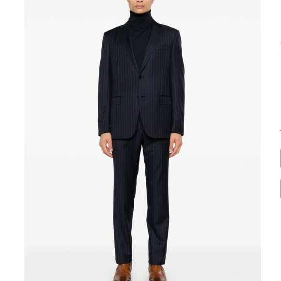 Ermenegildo Zegna Centoventimila Wool Suit in Navy Pinstripe Size 56 - Picture 1 of 13
